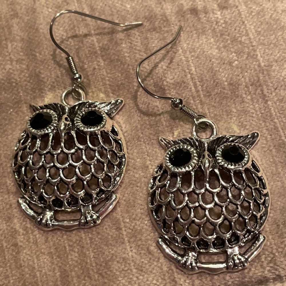 AUSTRIAN Crystal Owl Earrings NWOTS
